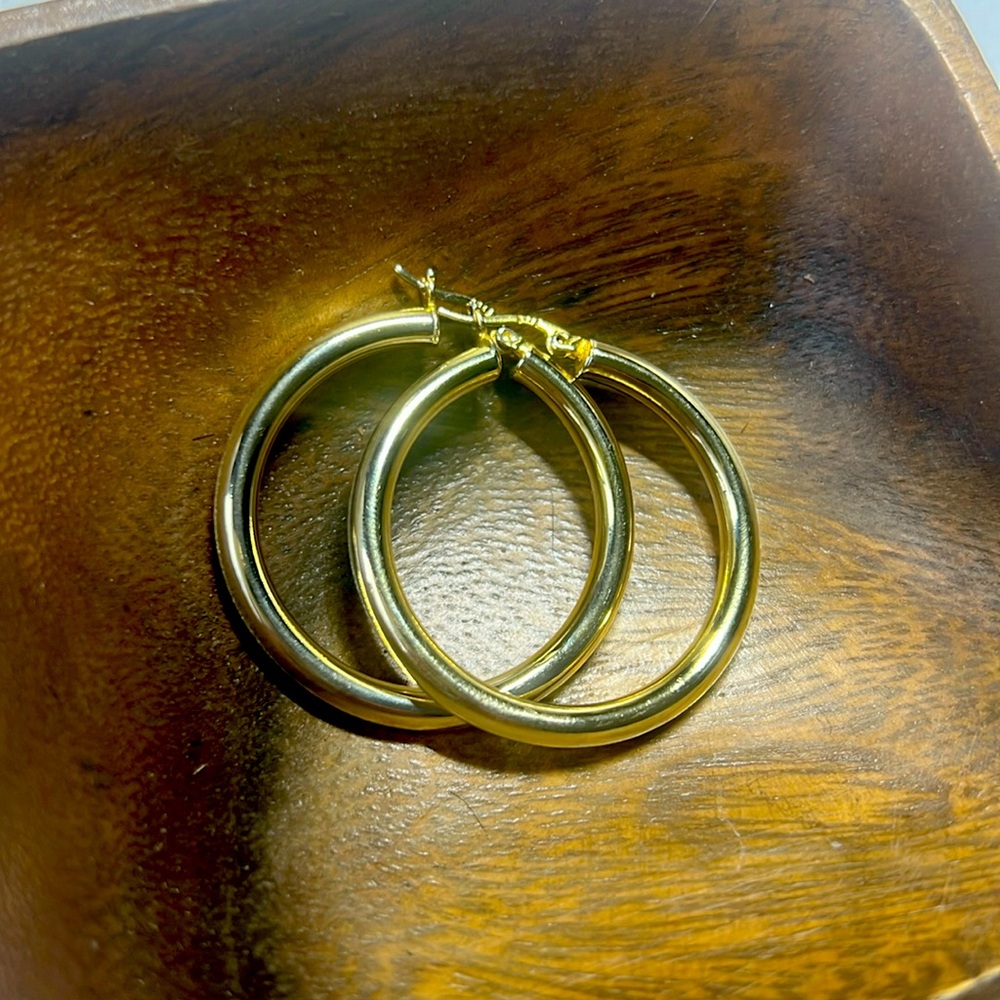 1.5 inch gold plated sterling silver hoop earrings